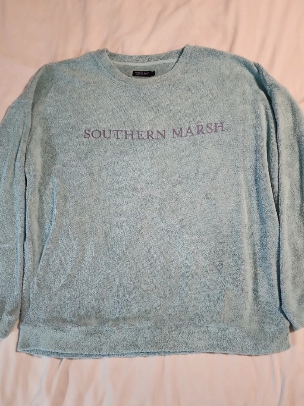 Southern Marsh Light Blue Terry Crewneck with Lavender Logo